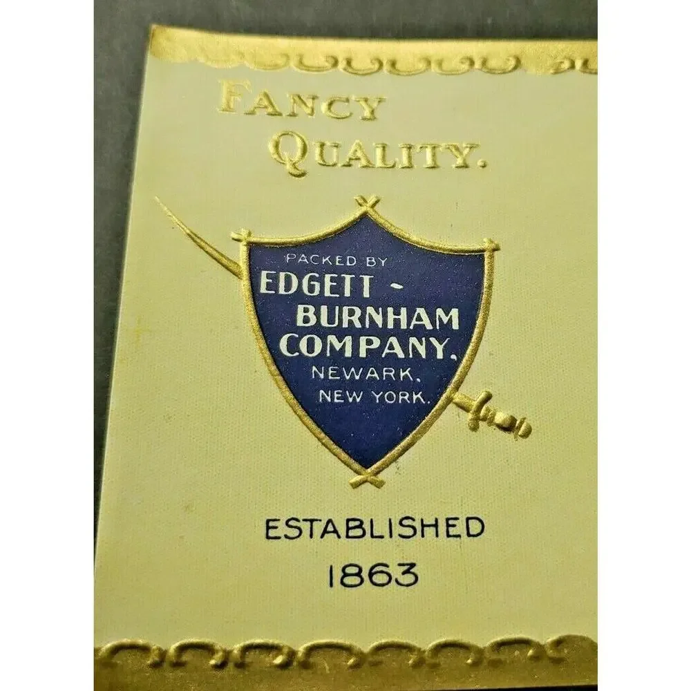 Vintage Burnham Brand Wrinkled Pea Edgett Burnham Co New York 1940s Can Label Z2